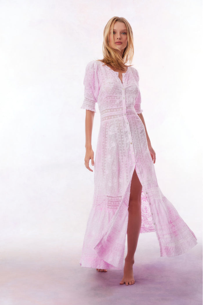 love shack fancy pink long dress LoveShackFancy | Mikel Jersey Maxi Dress