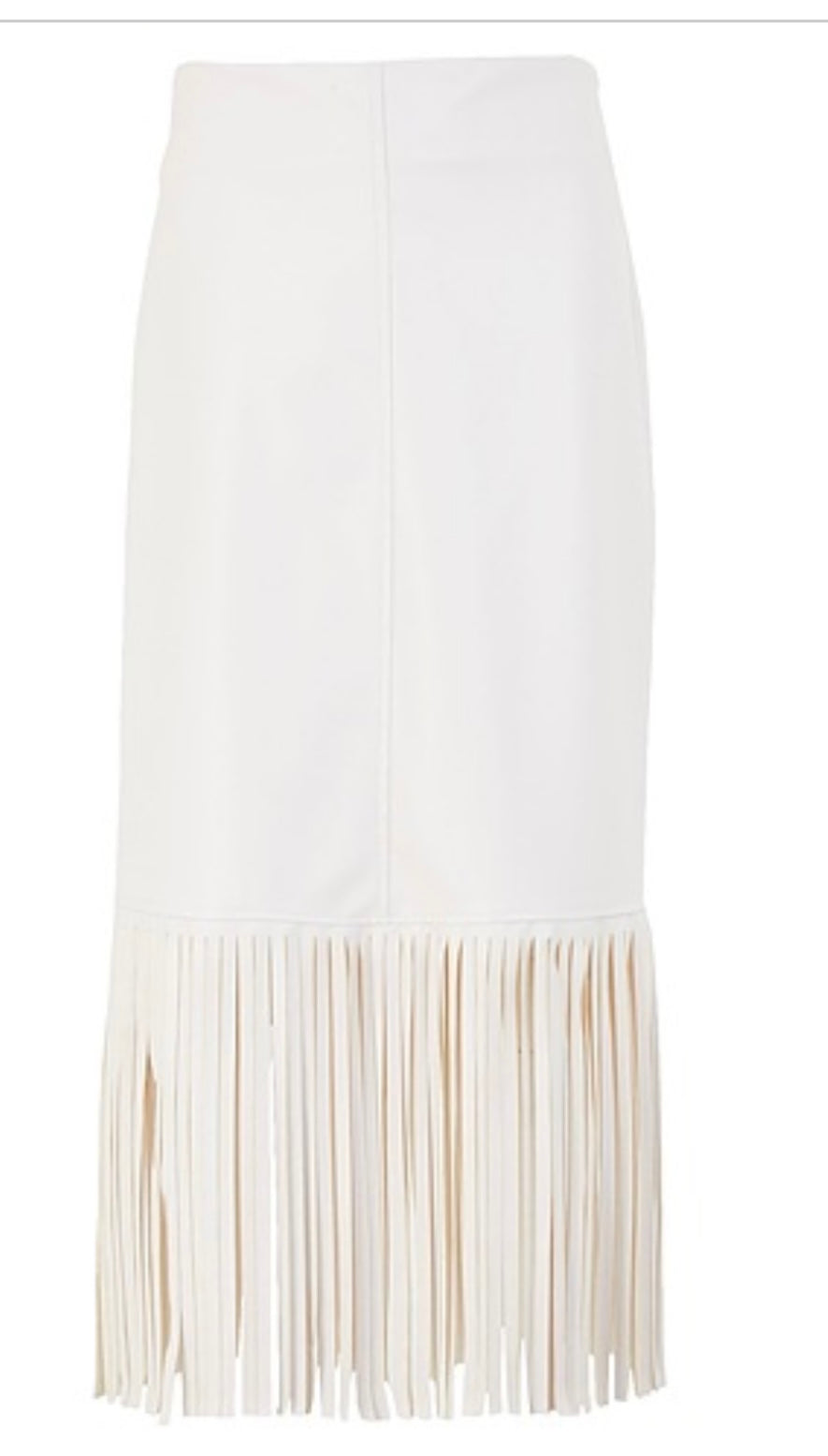 Faux Leather Fringe Skirt