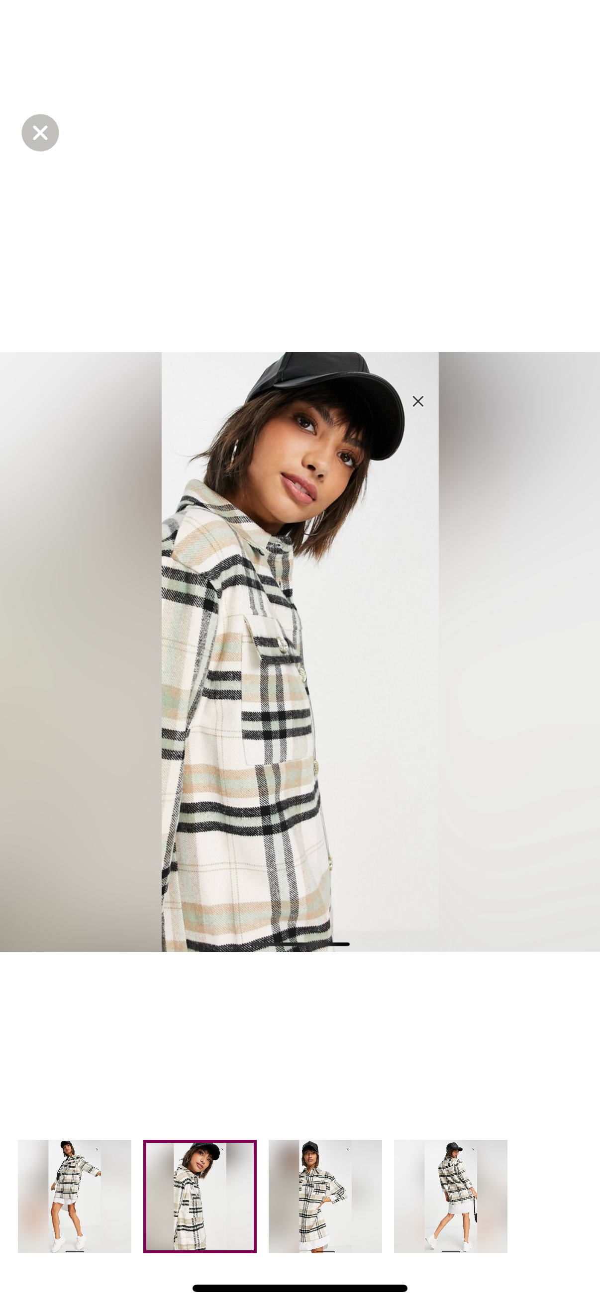 NWT River island long sleeve checked hybrid shirt dress in beige size 4