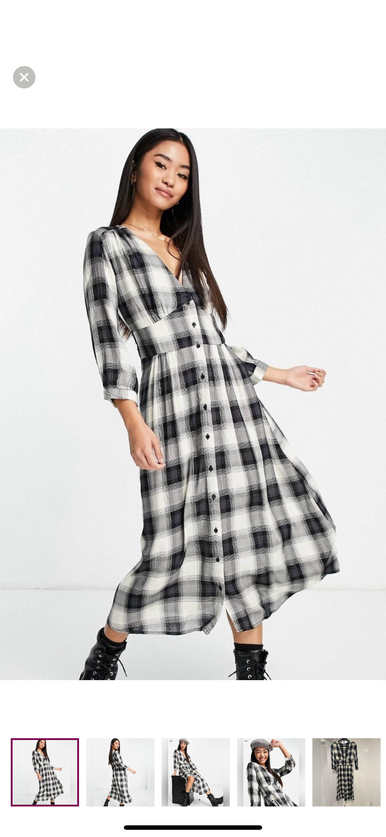 Stradivarius long sleeve midi dress in check
