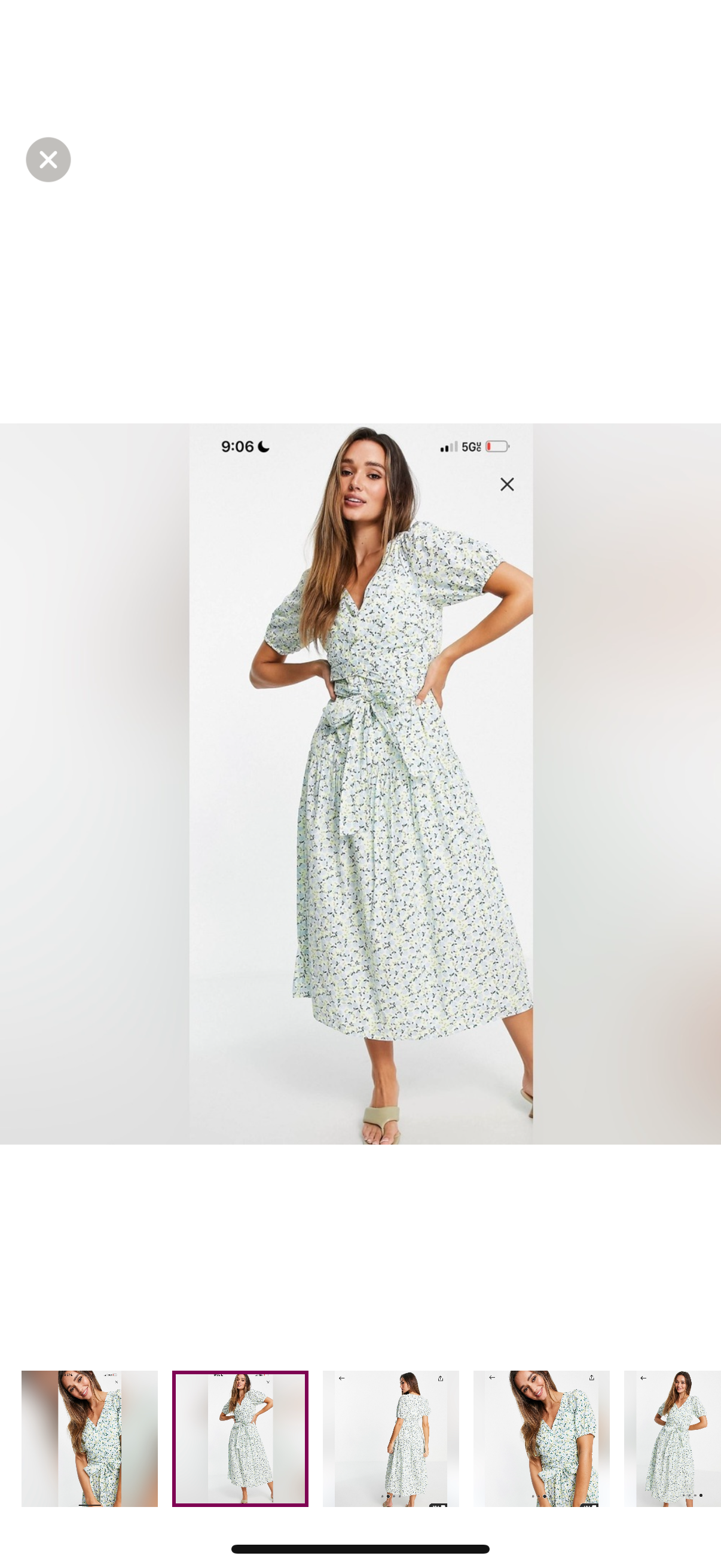Y.A.S. Cotton tie waist midi dress in mint floral NWT size S