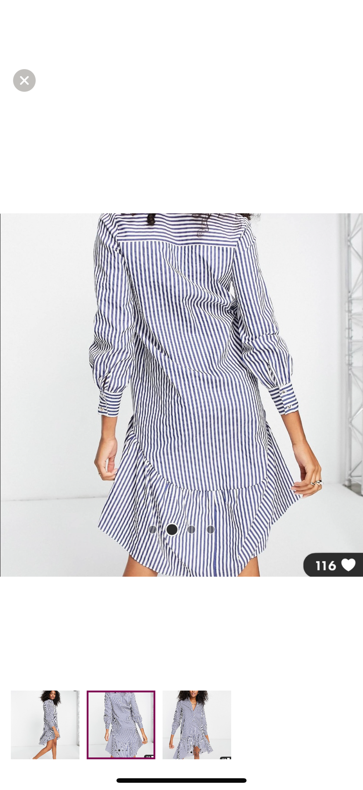 River island striped peplum button down shirt dress in blue w gold buttons sz 6 NWT