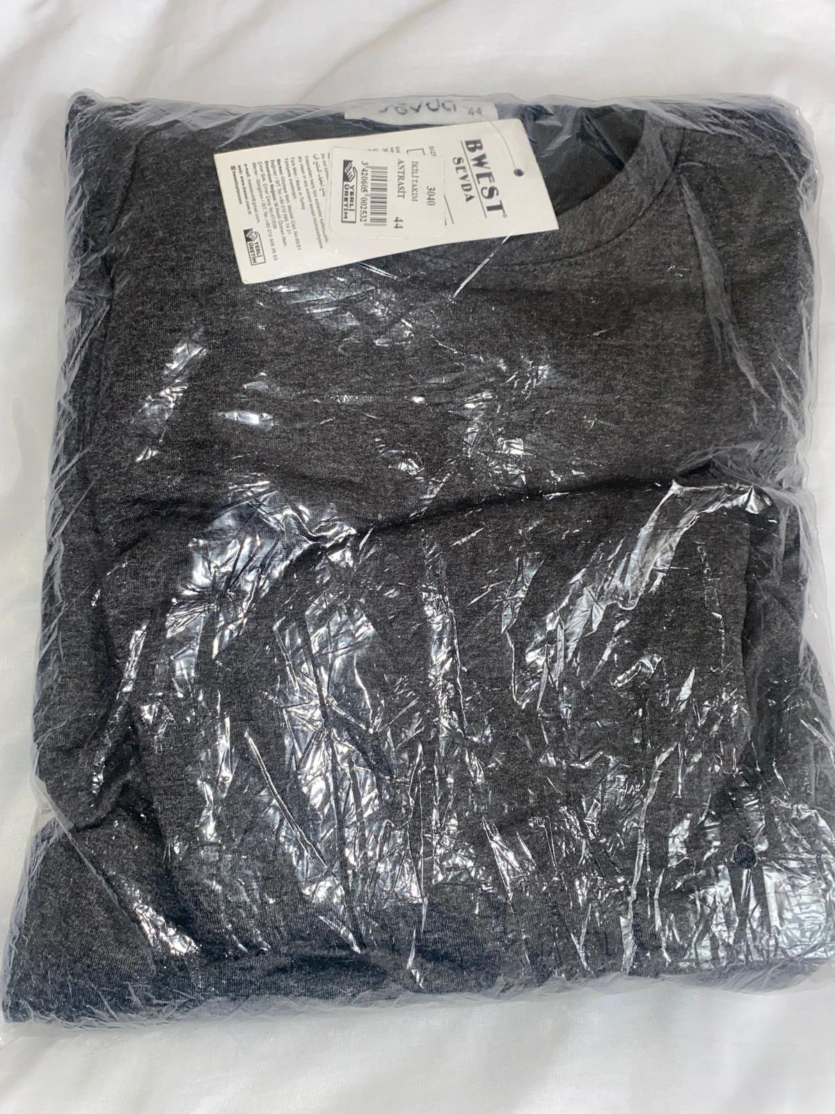 Modest Tracksuit Dress Set (Jumper dress with Trousers) (Dark Grey)