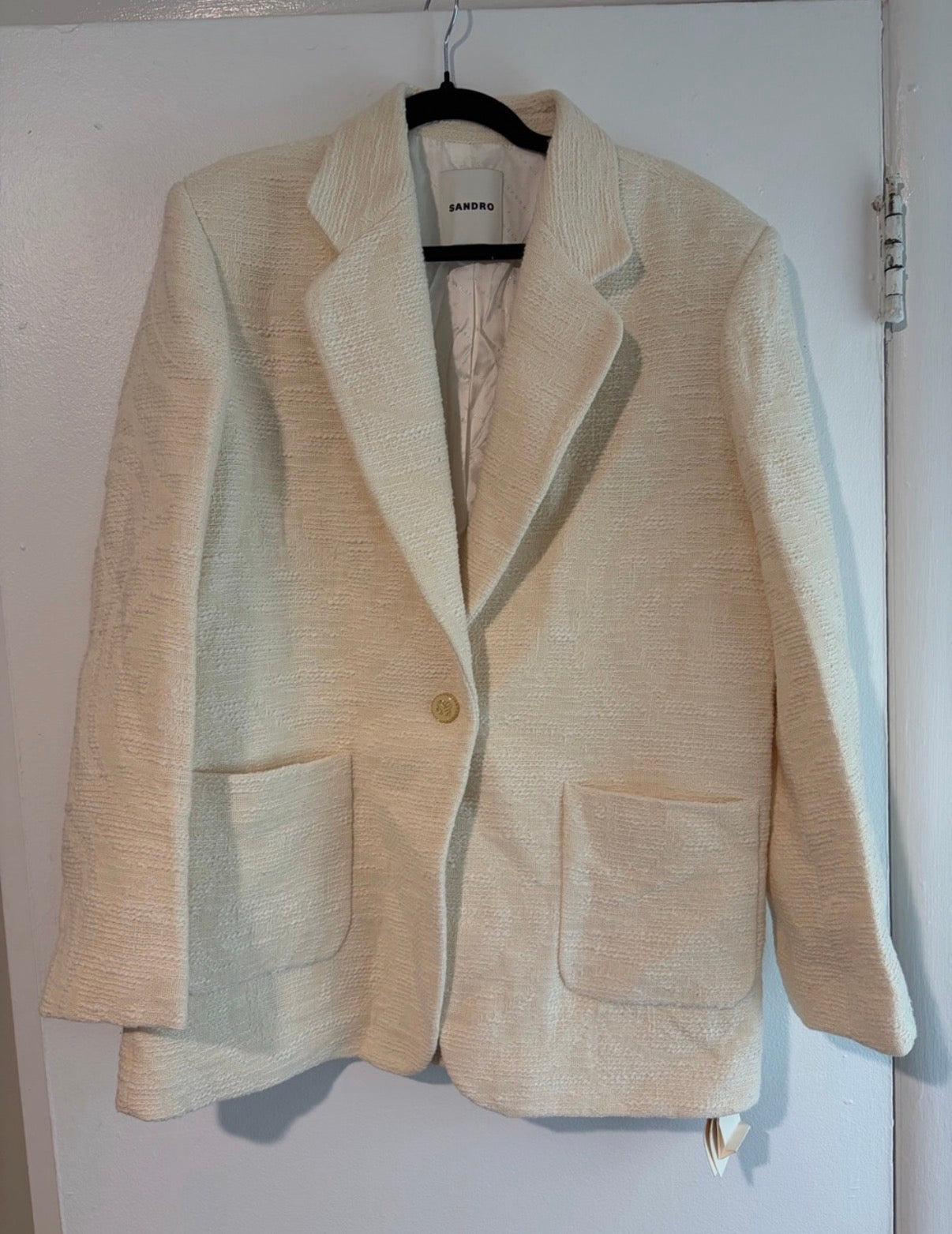 Sandro CARMELO cream ecru tweed blazer size US 10 NWT