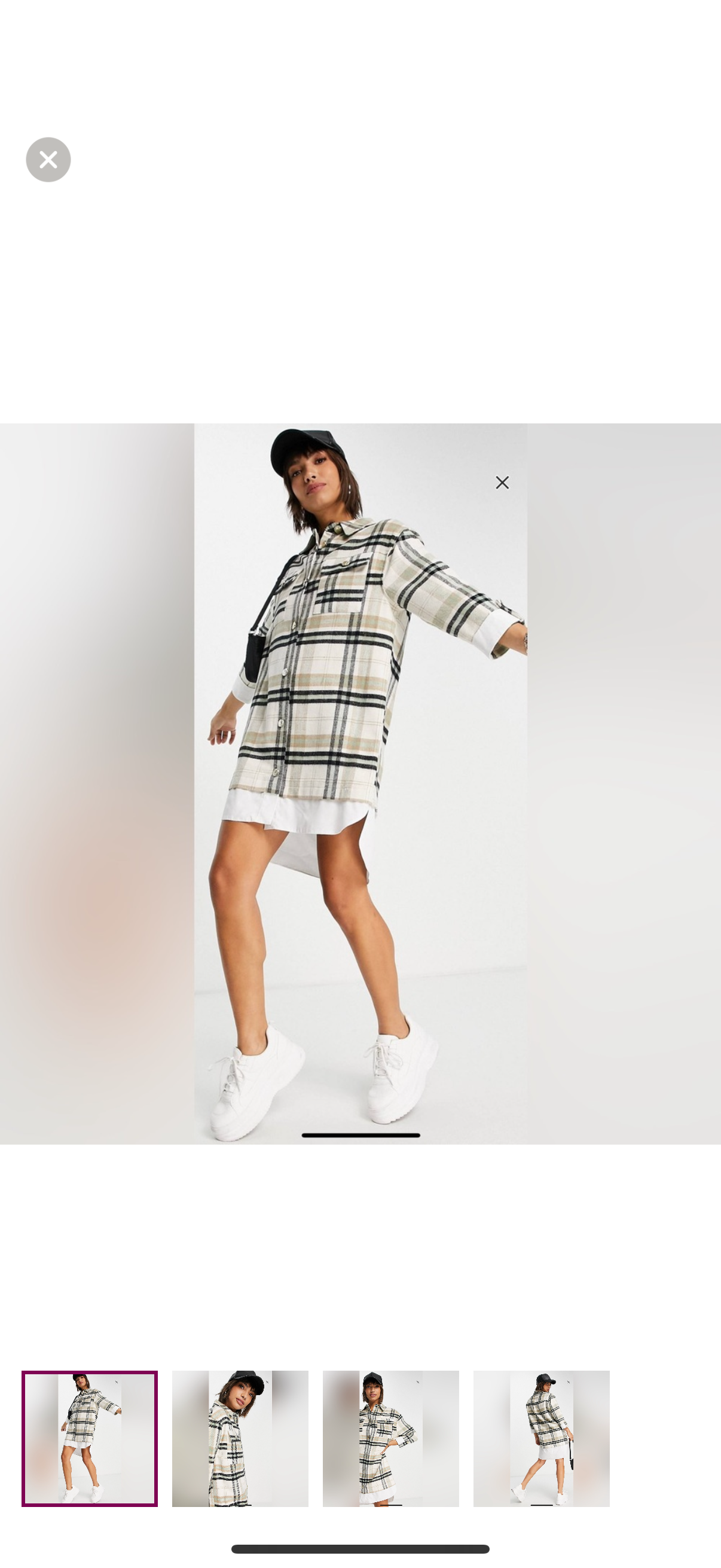 NWT River island long sleeve checked hybrid shirt dress in beige size 4