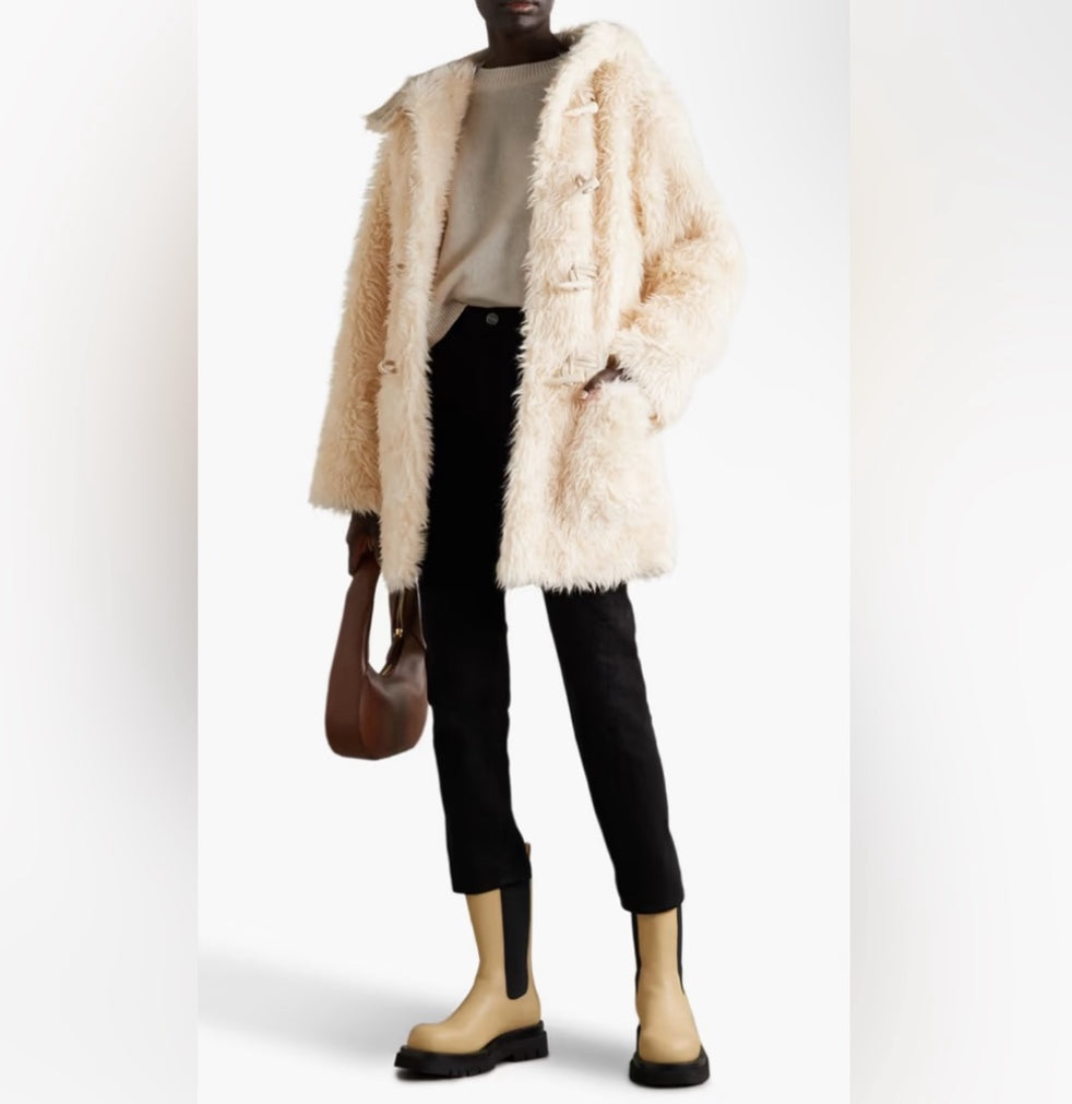 A.L.C. Winston faux shearling hooded coat. Cream size small. NEW WITH TAG