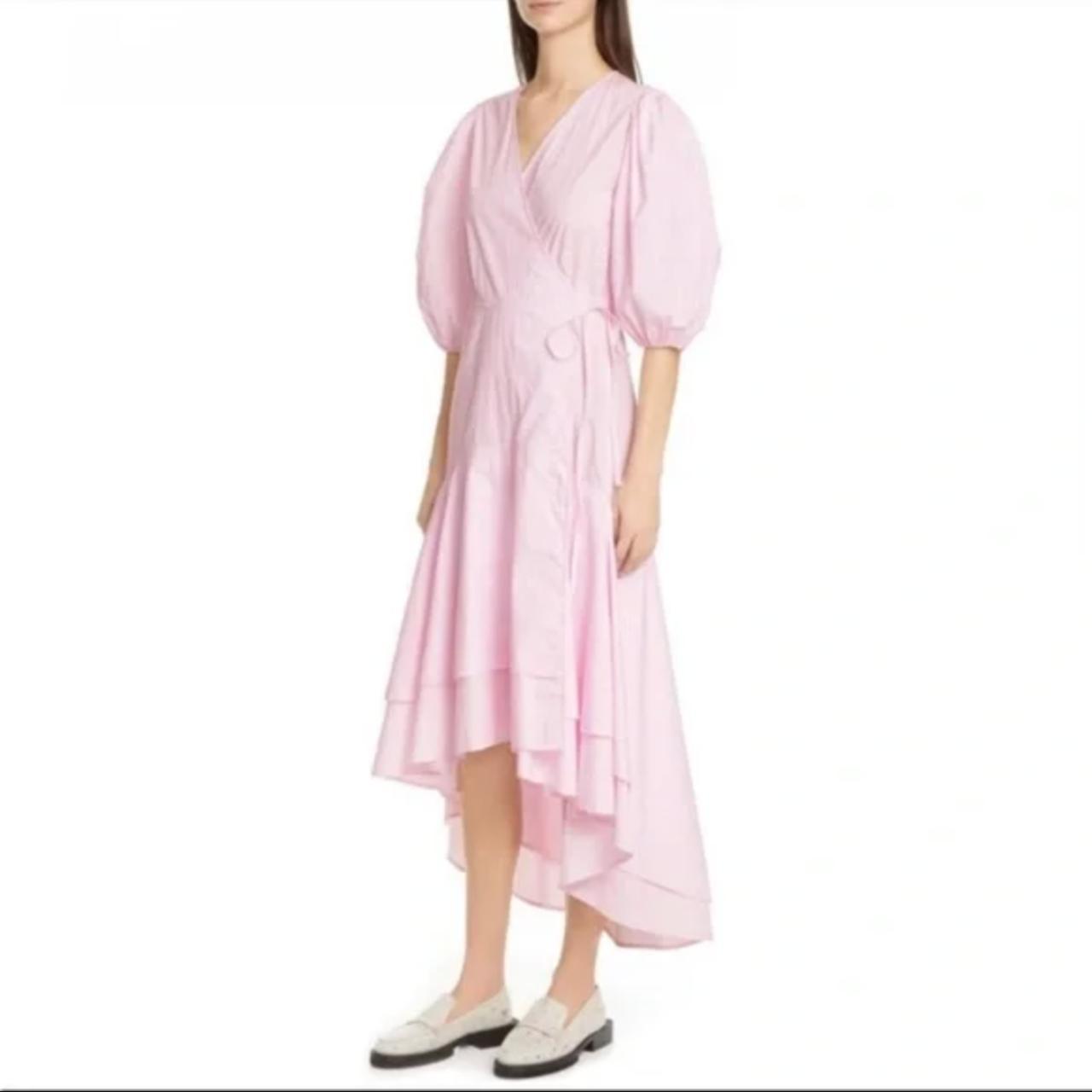 Ganni light pink midi wrap dress like new worn once