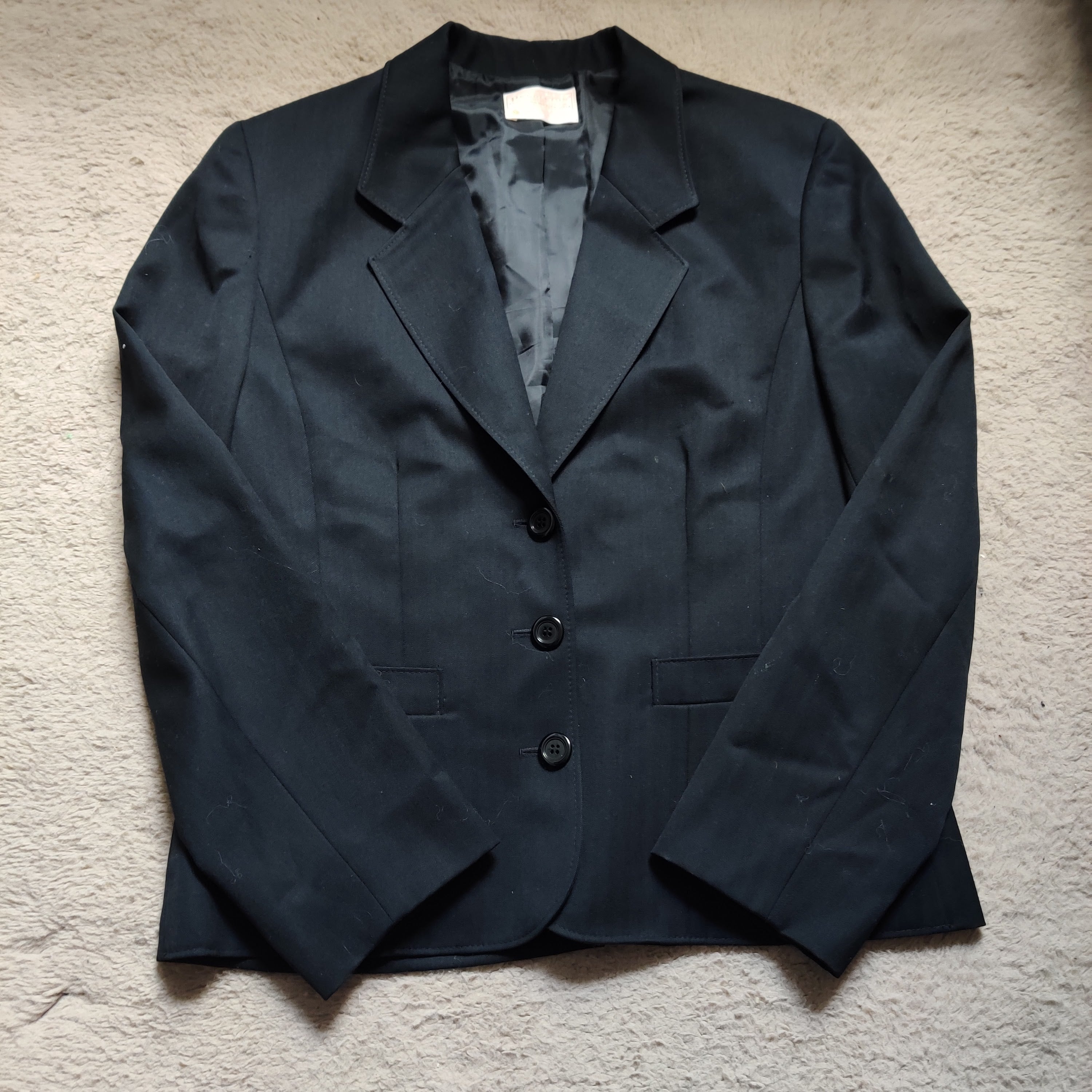 Vintage Pendleton 100% Wool Black 3 Button Blazer Women's Size 12 Herringbone