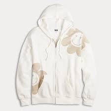 SO Soft Cream Flower Zip Hoodie