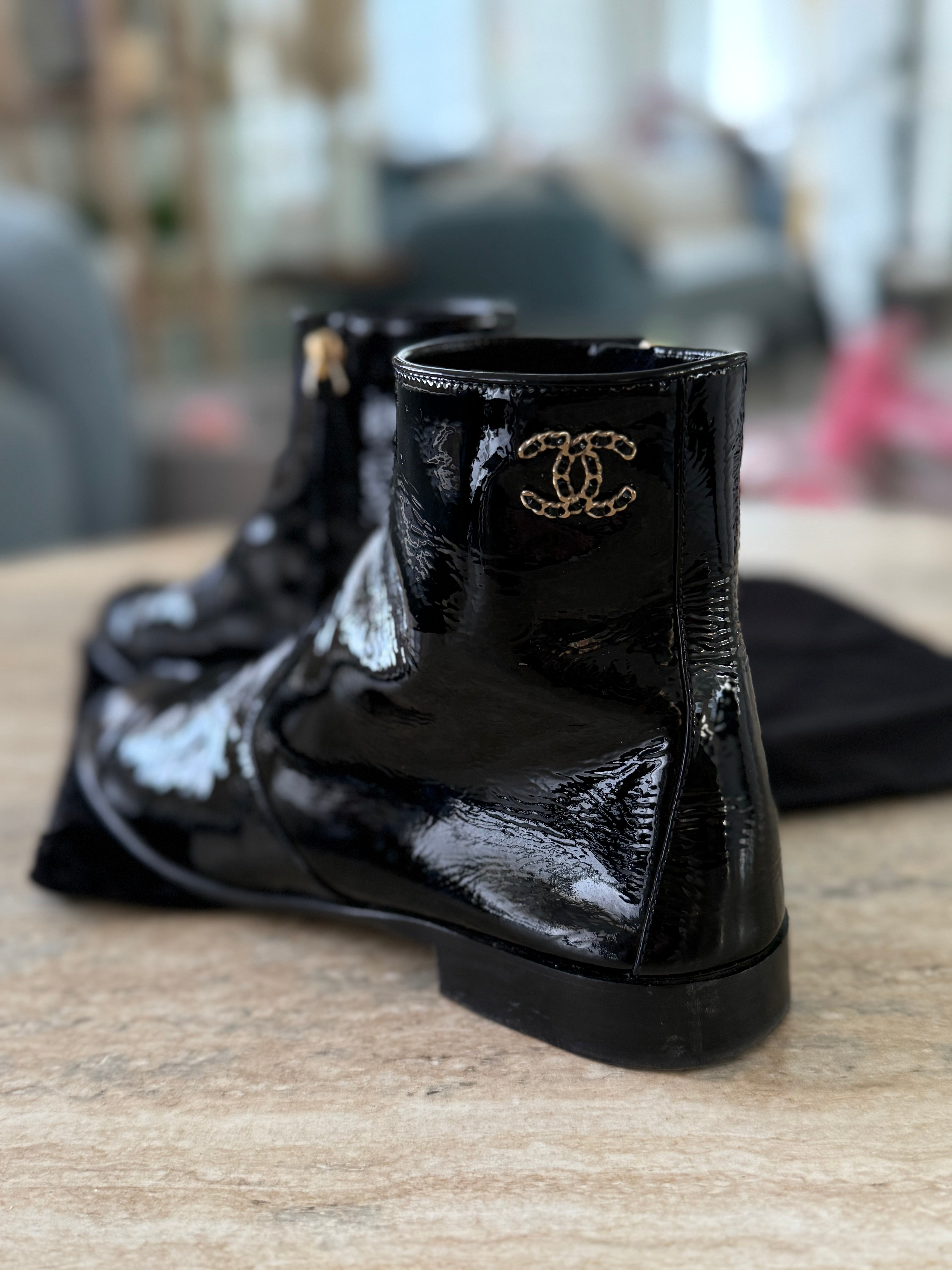 Patent Leather Chanel booties