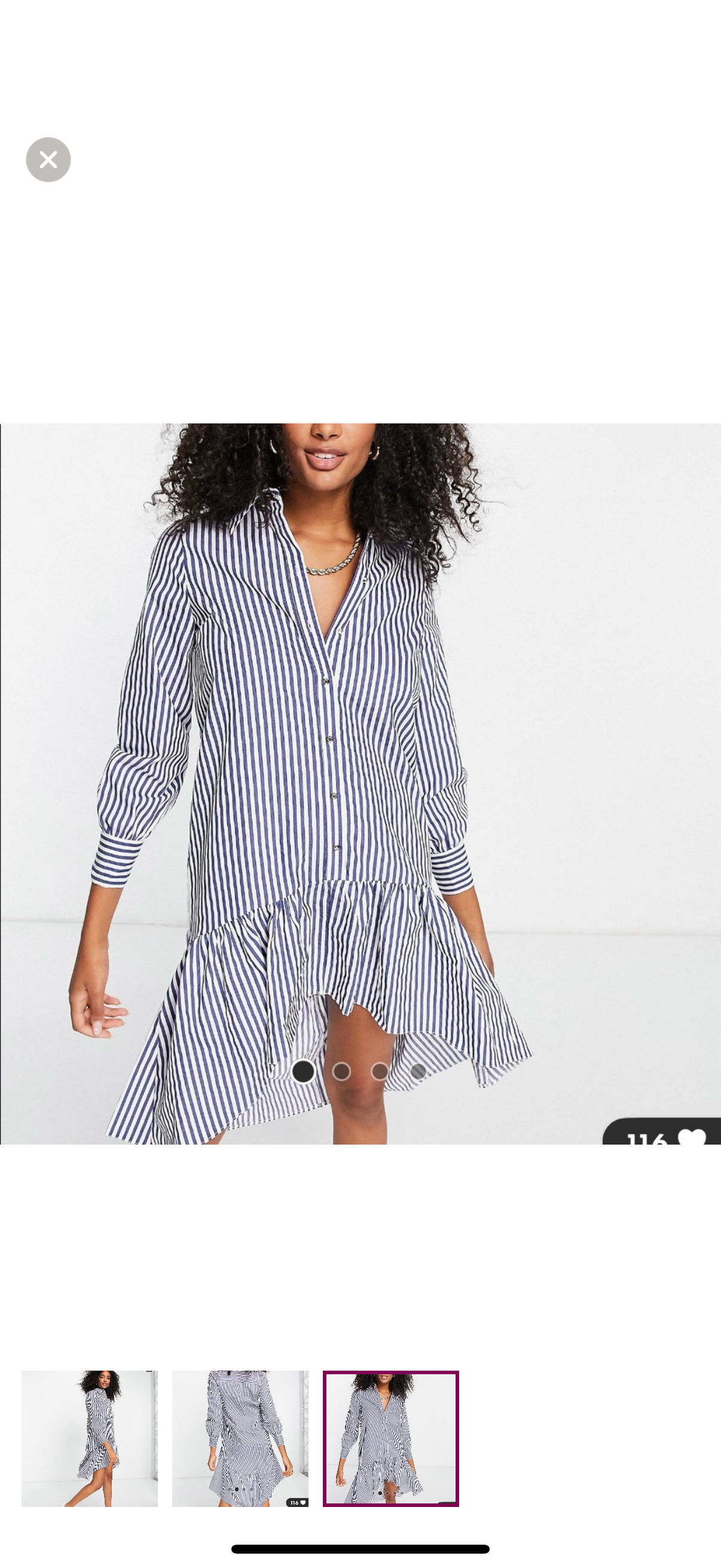 River island striped peplum button down shirt dress in blue w gold buttons sz 6 NWT