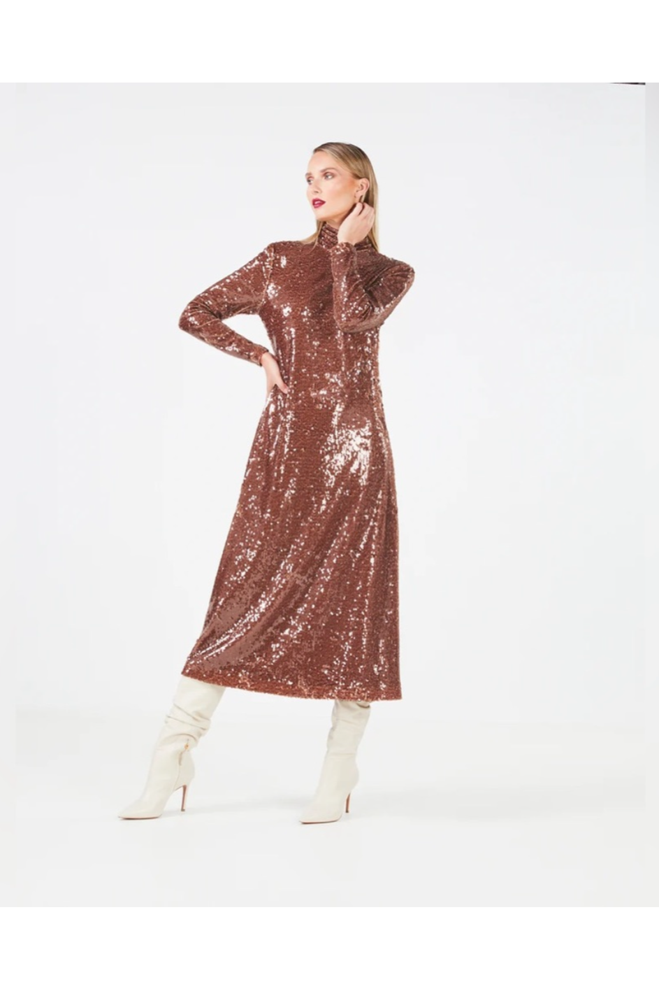 bcbgmaxazria sequin long sleeve dress
