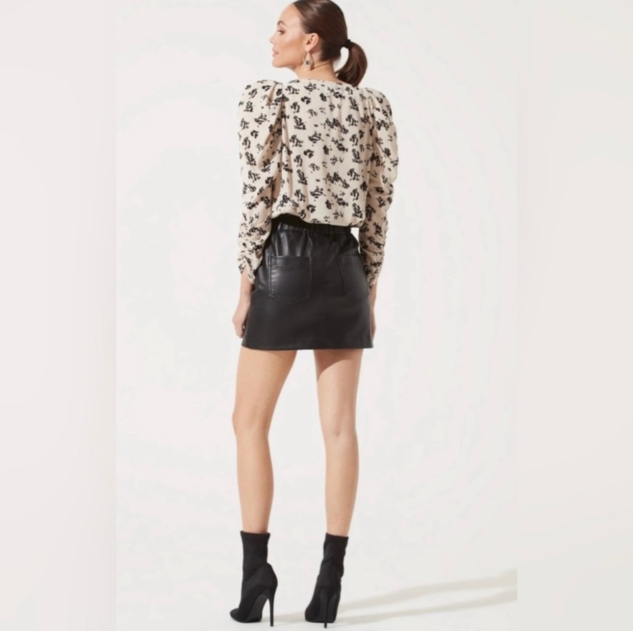 ASTR cinched sleeve cowl neck top