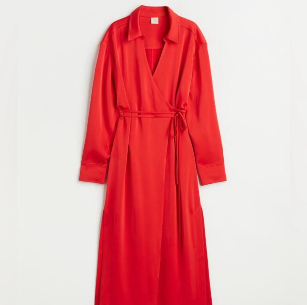 Satin Wrap-front Dress H&M size XS NWT
