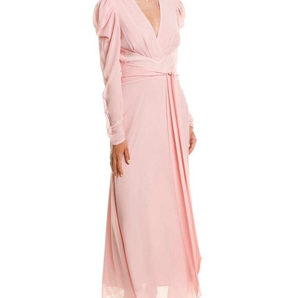 Ronny Kobo Collection Pink Puff Sleeve Maxi Dress