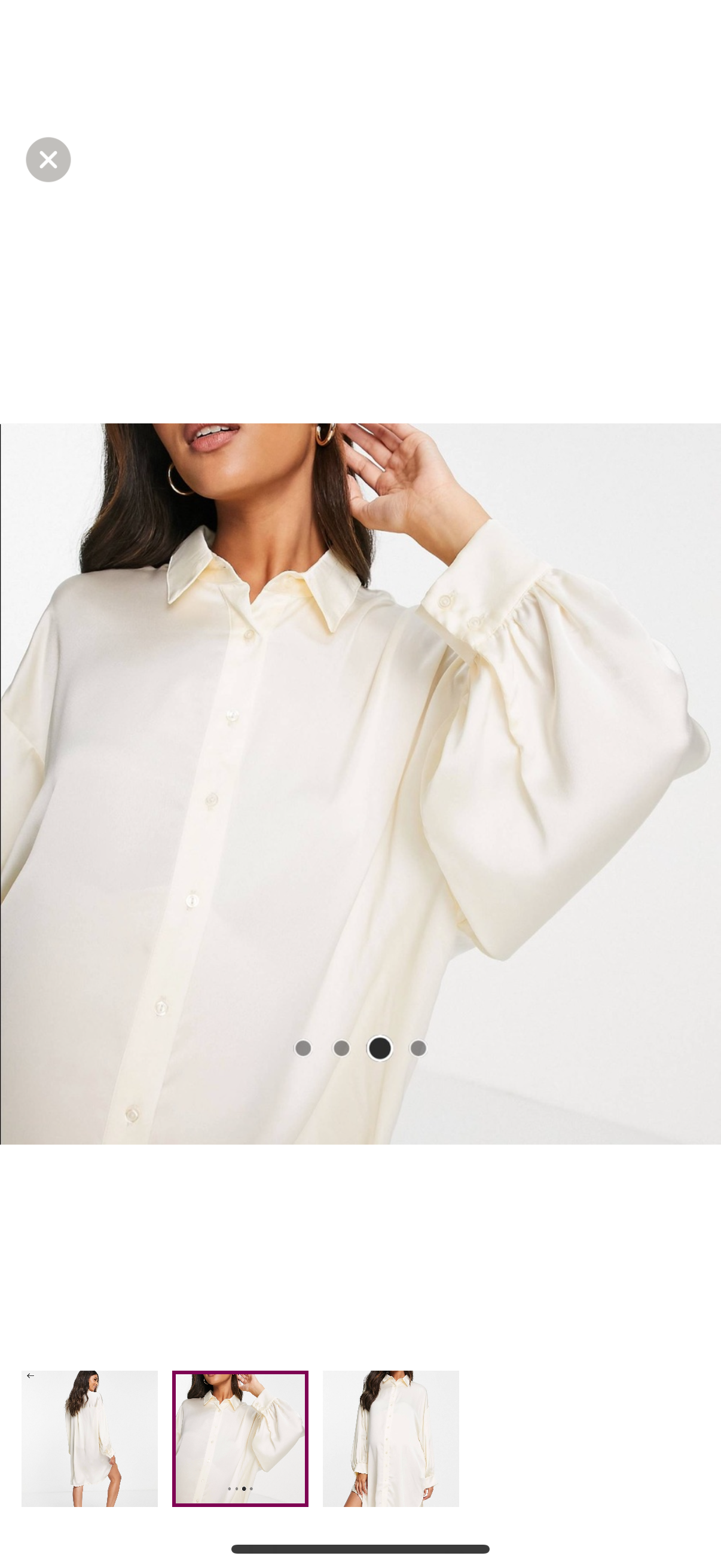 Glamorous bloom oversized satin shirt dress in cream size 6