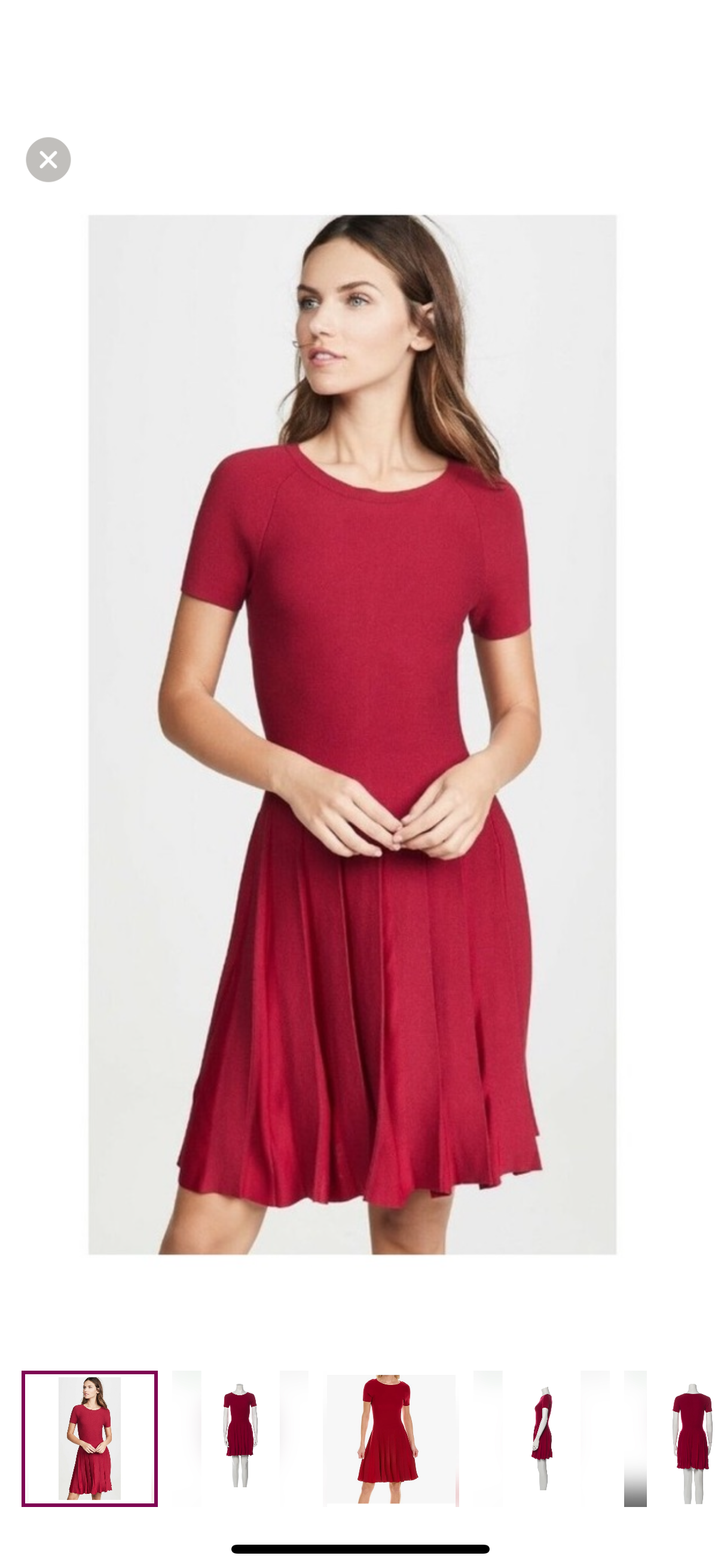 THEORY Pleat Tee Dress in Compact Sweater Knit Dark Crimson/Prosecco NWT size M