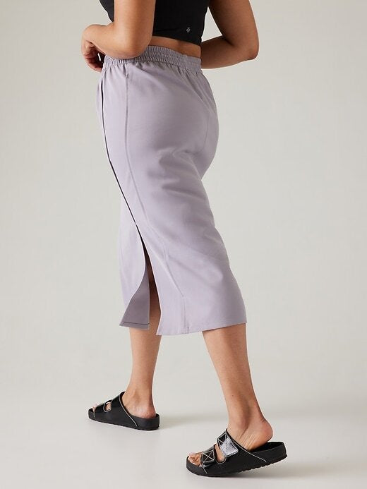 Athleta Stride Midi Skirt Size XS Starlilly Violet Gray Purple Lavender Slits