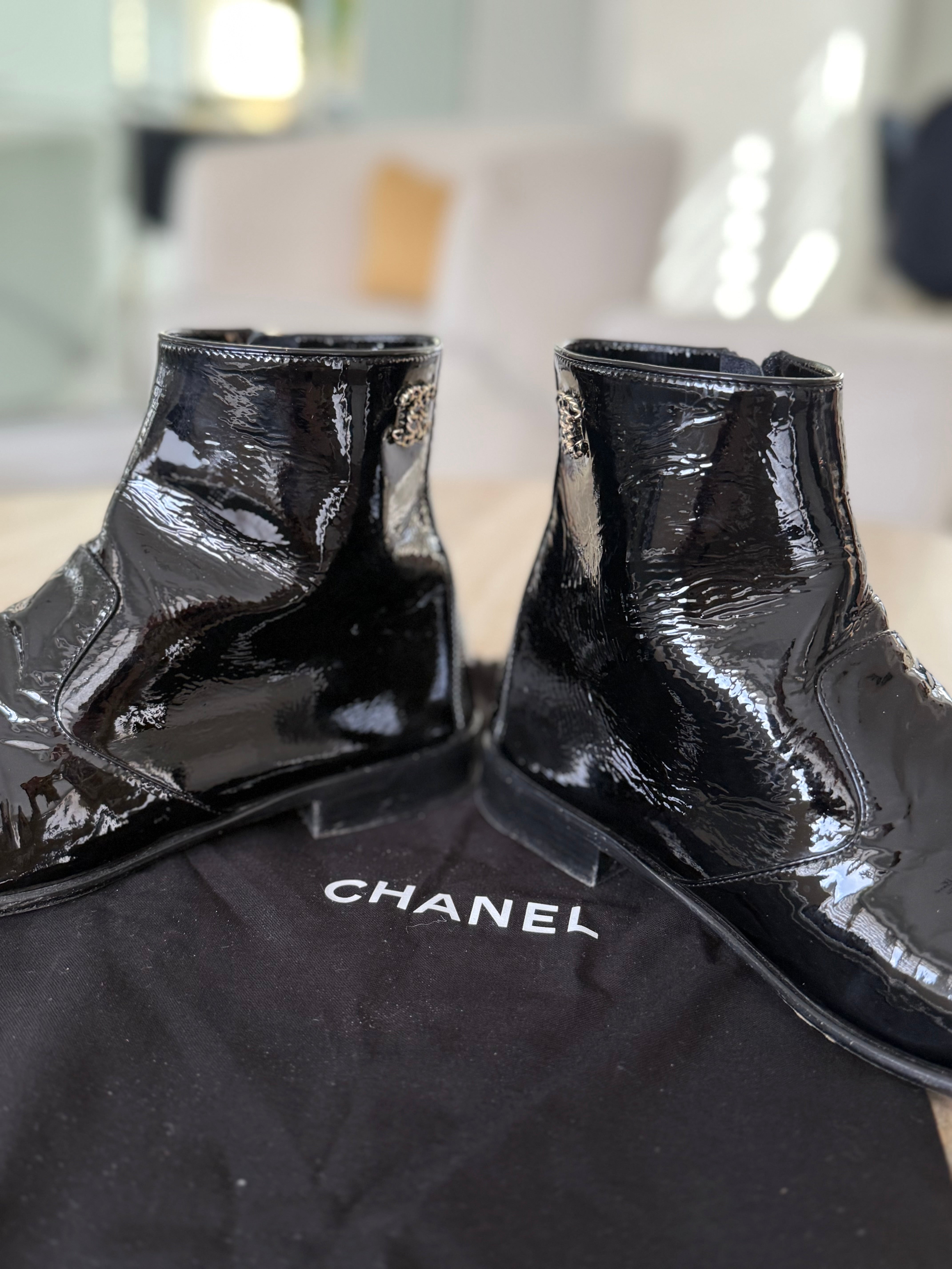 Patent Leather Chanel booties