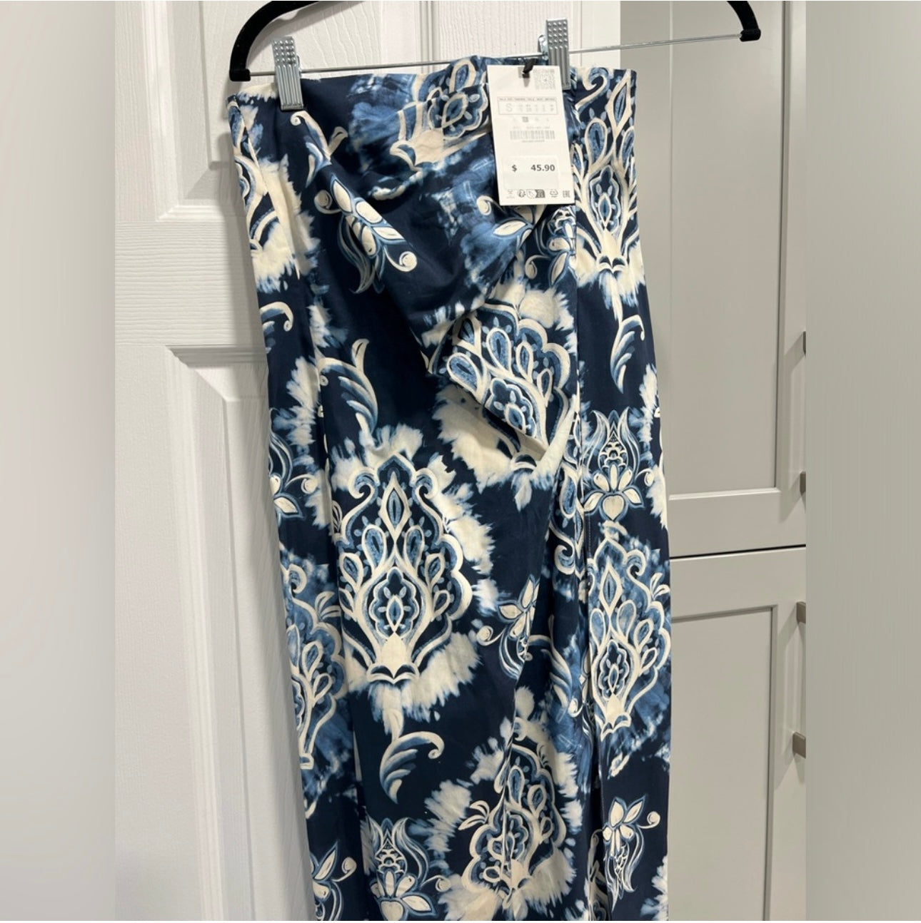 ZARA RUCHED PRINTED MIDI SKIRT