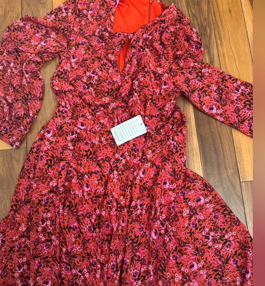 Red Floral Dress by London Times Size 2