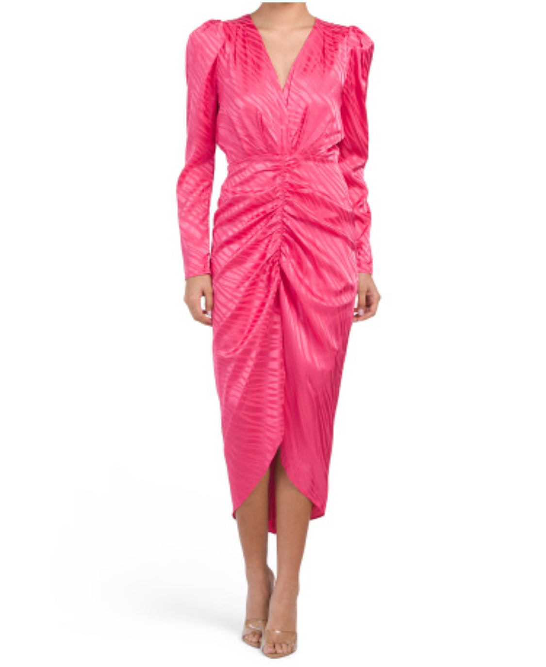 Torn by Ronny Kobo Astrid Pink Satin Zebra High Low Midi Dress Size XS Altered