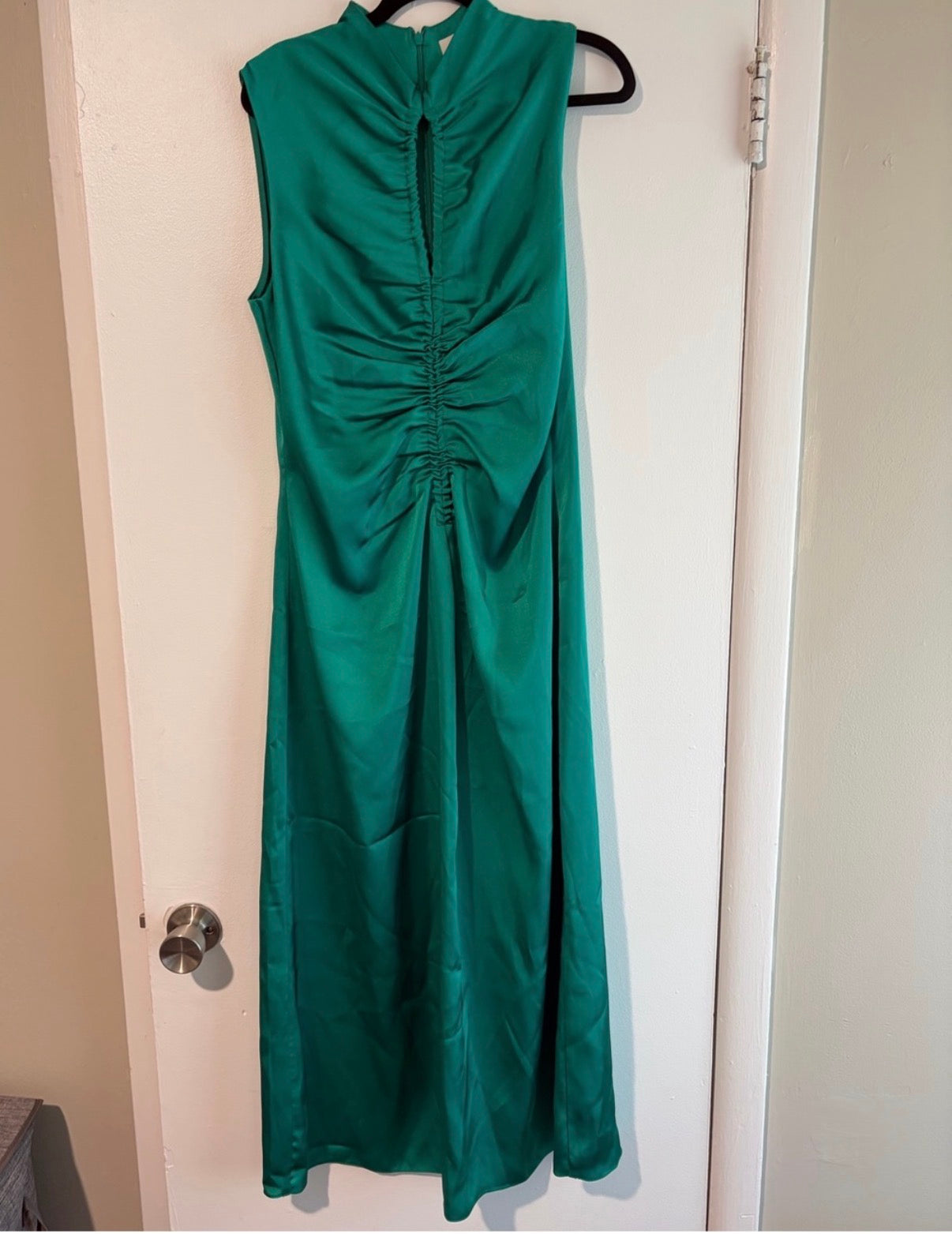 Sandro Titanic Emerald Ruched Front Sleeveless Maxi Dress size 42FR / us 10 NWT