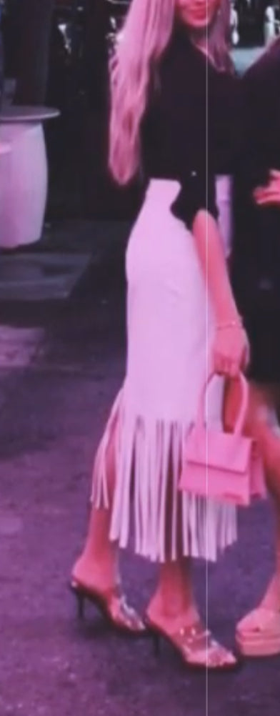 Faux Leather Fringe Skirt