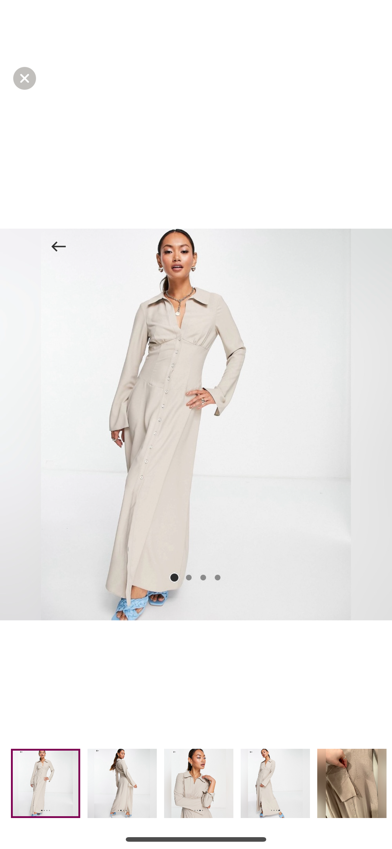 ASOS DESIGN 70s paneled button up maxi shirt dress in taupe