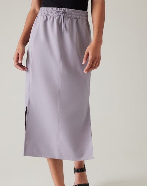 Athleta Stride Midi Skirt Size XS Starlilly Violet Gray Purple Lavender Slits