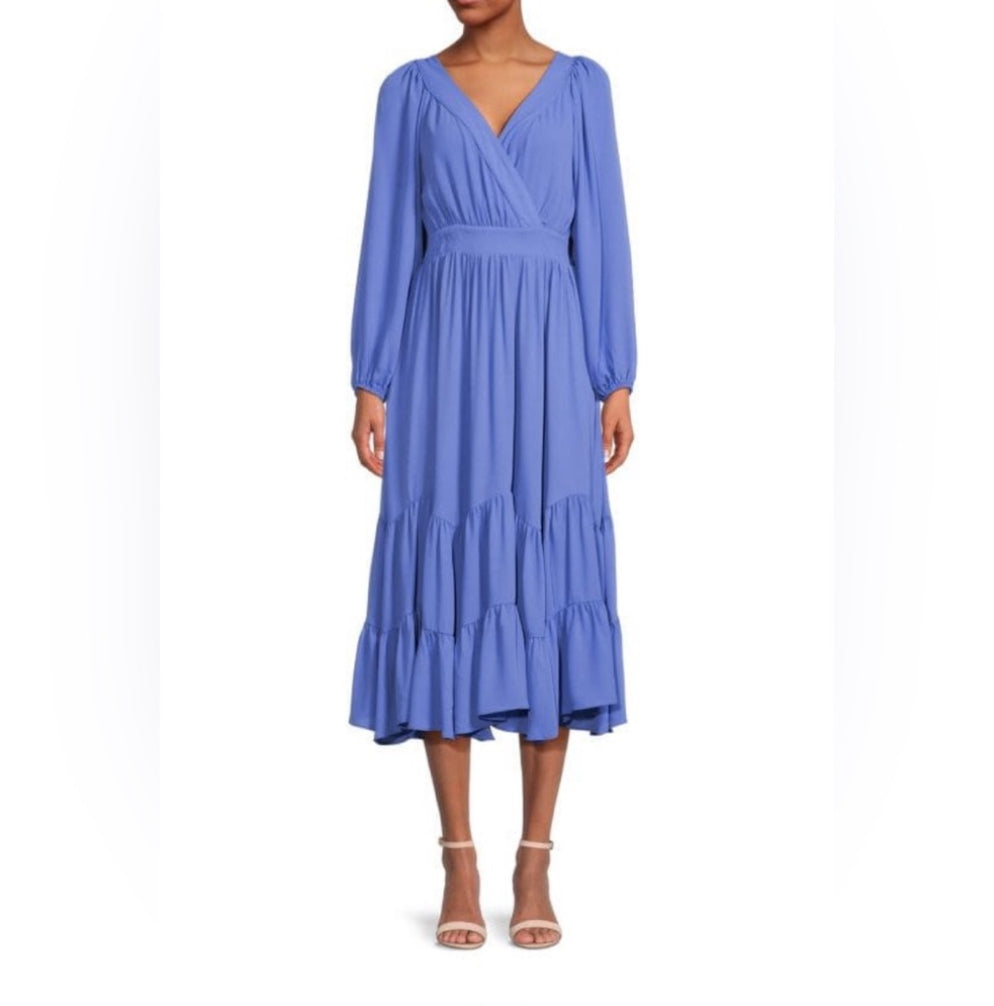 T tahari Surplice Neckline Tiered Midi Dress size xs