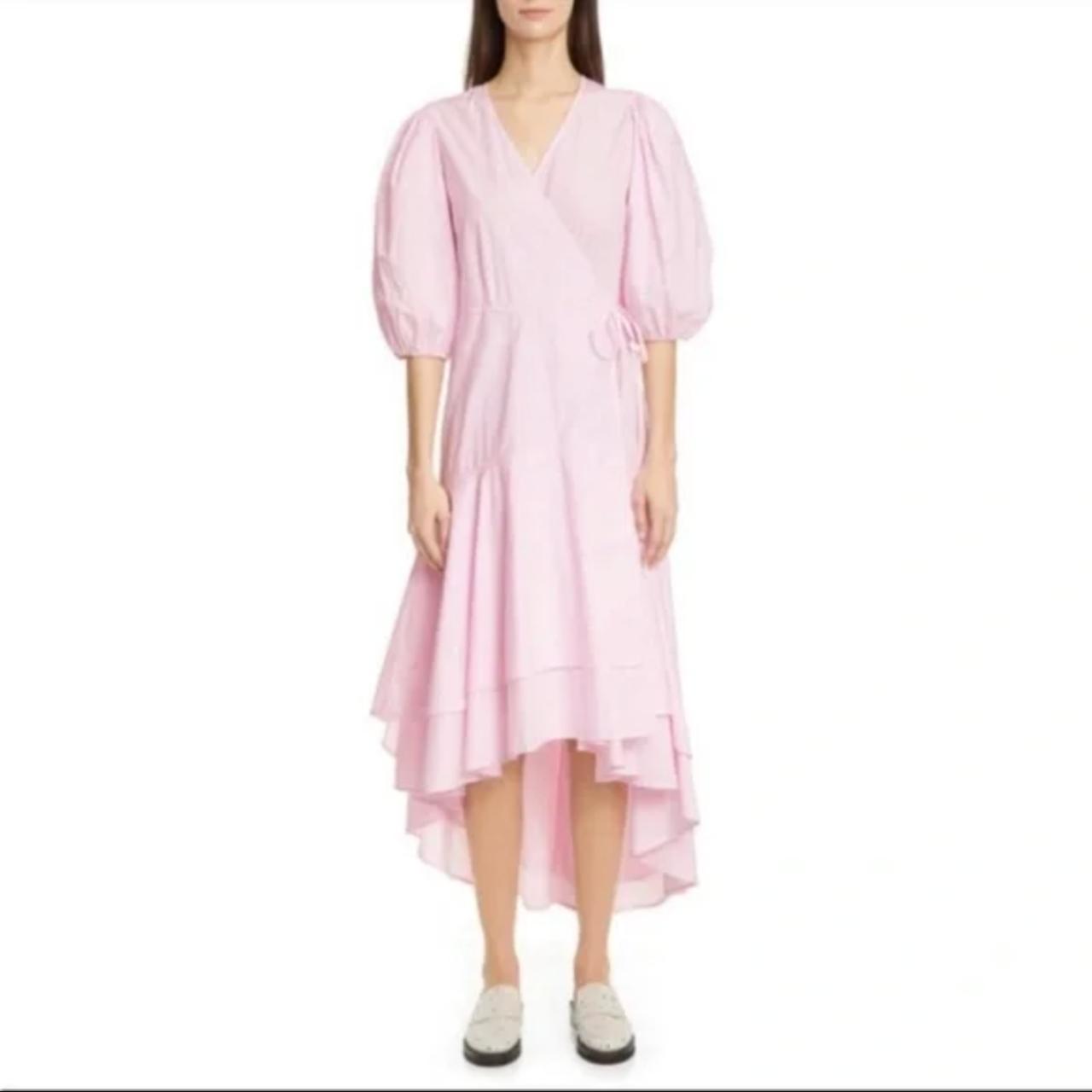 Ganni light pink midi wrap dress like new worn once