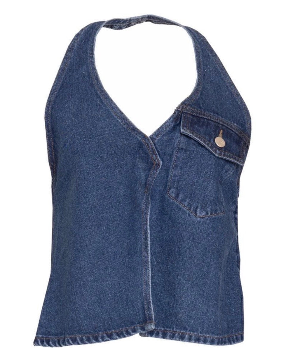 Dress blank denim vest size large NWT