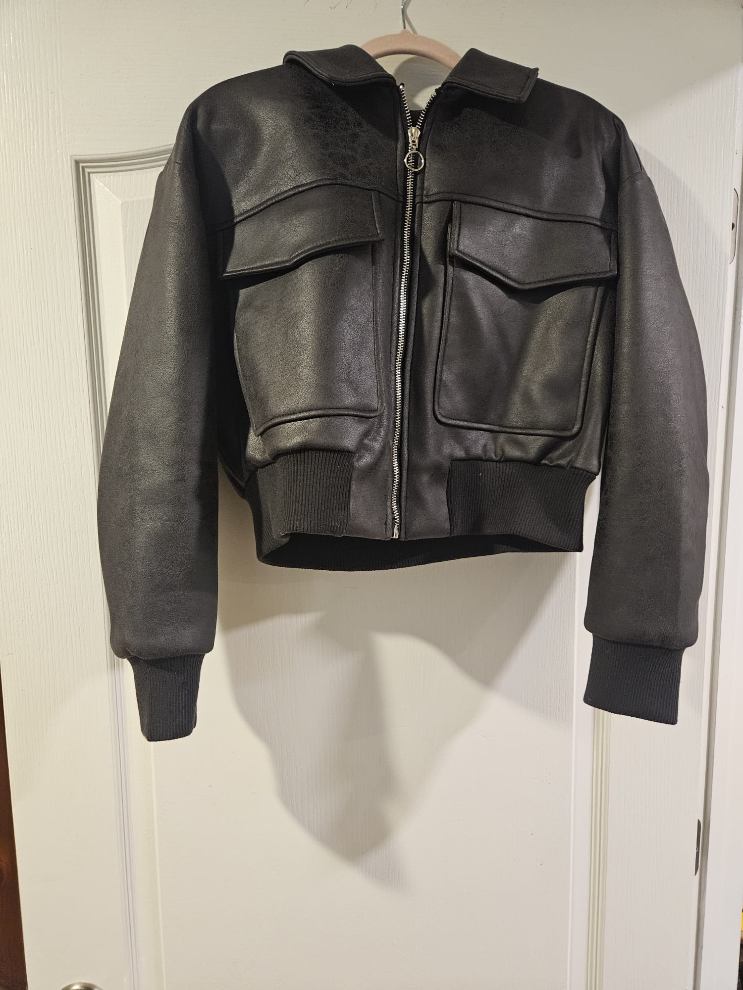 Zara Faux Leather Bomber Jacket