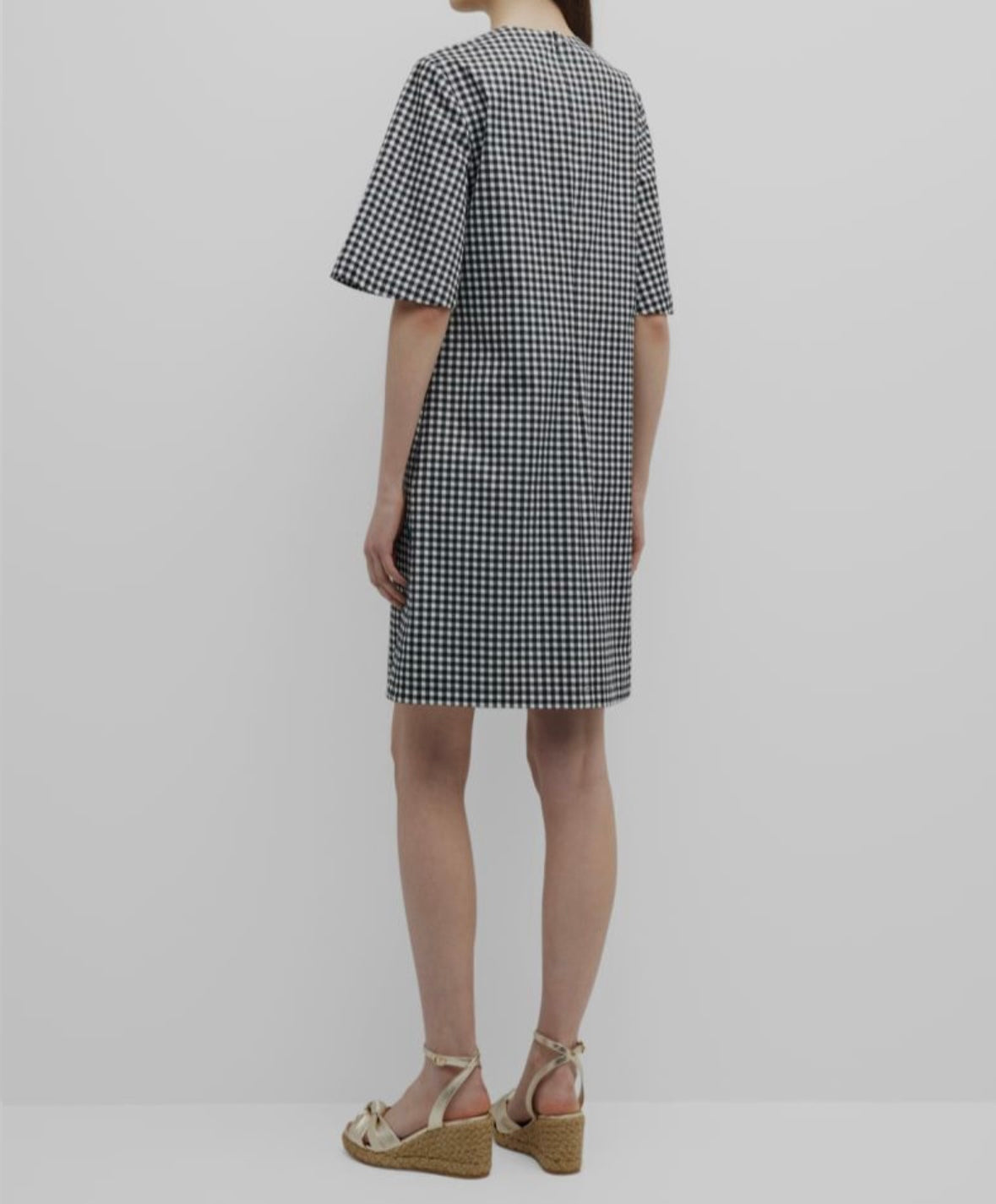 Lela Rose Gingham Floral Print Tunic Shift Dress