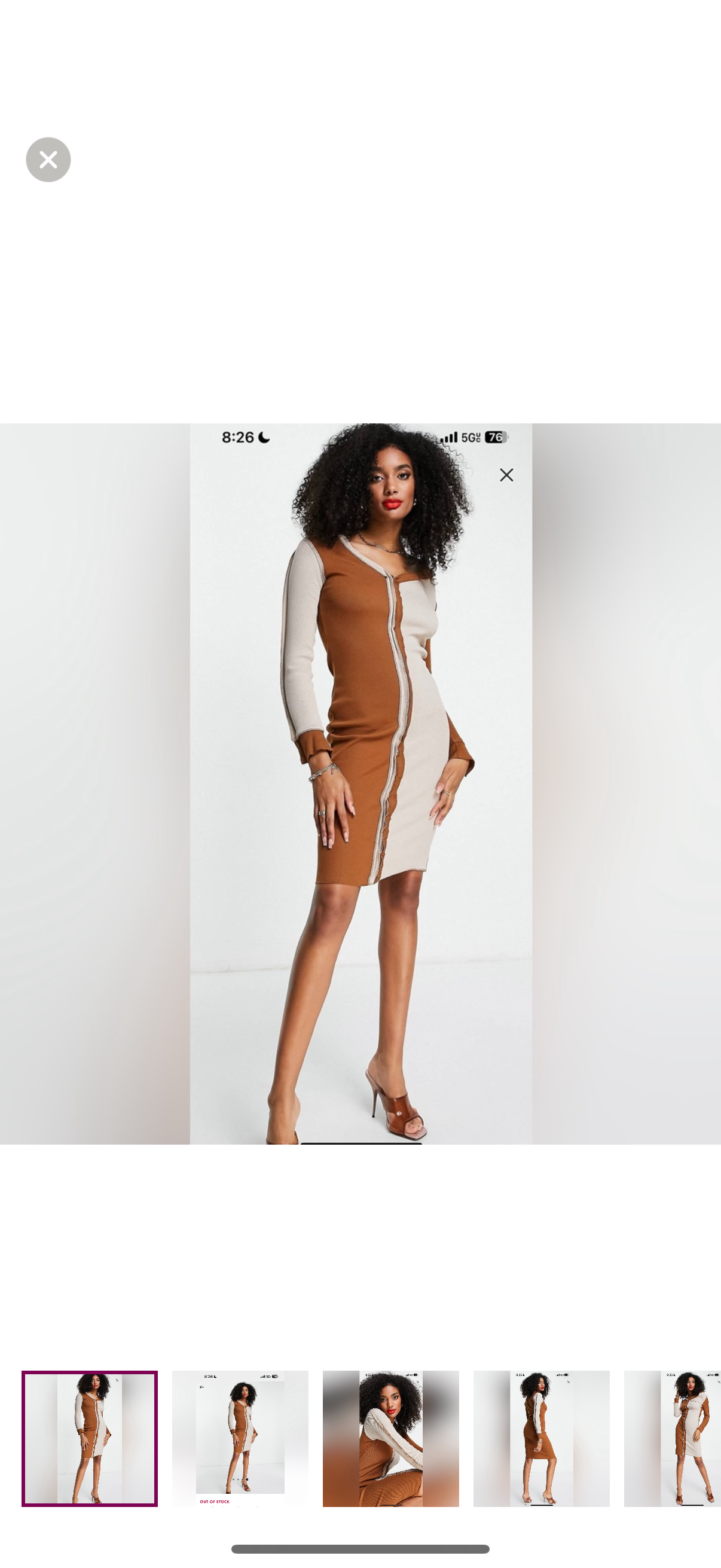 Trendyol knitted contrast dress in camel size M NWT