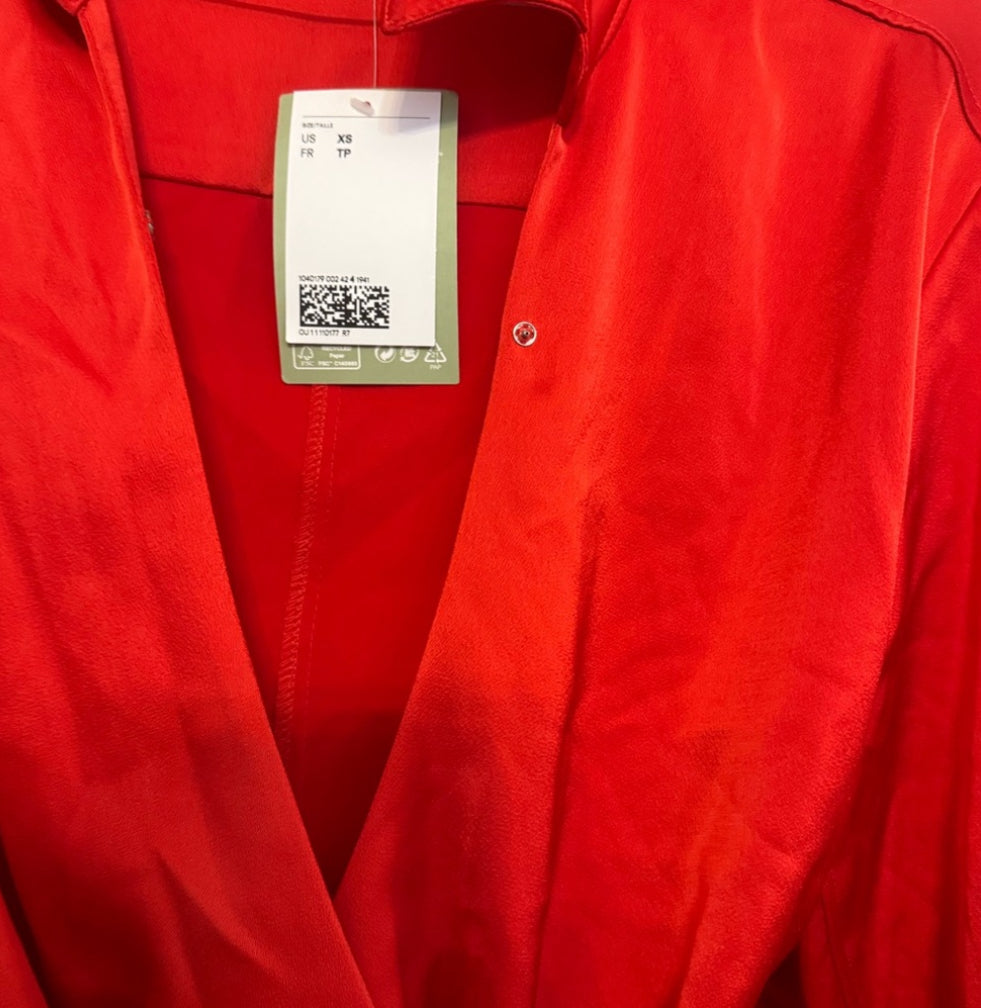 Satin Wrap-front Dress H&M size XS NWT