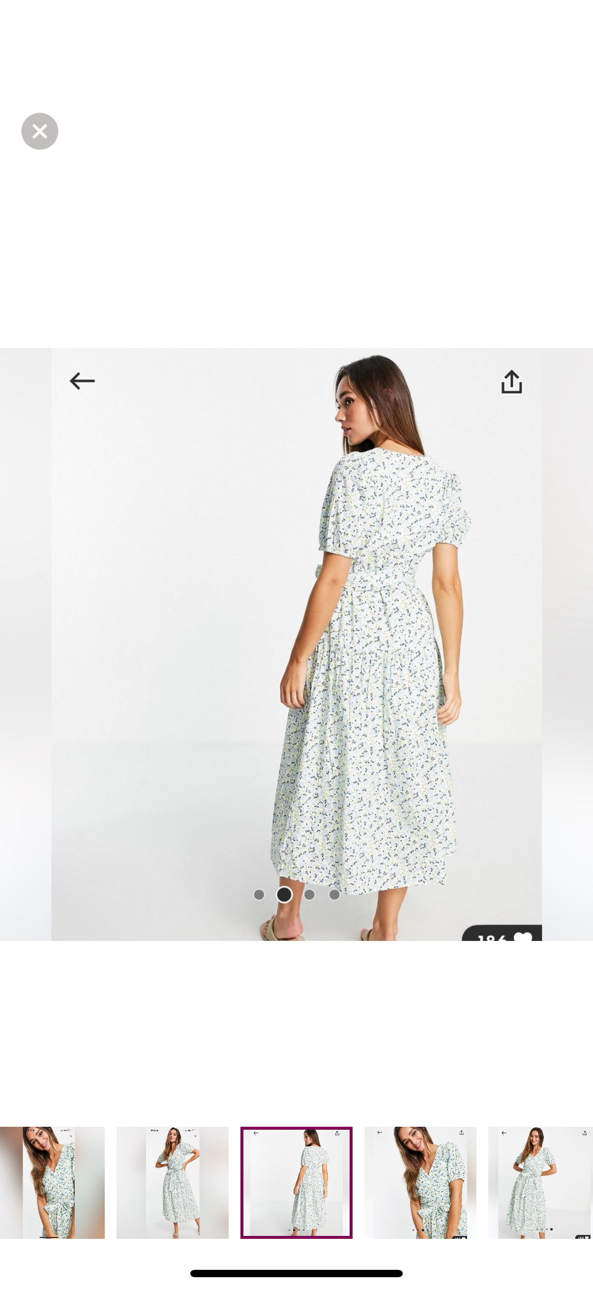 Y.A.S. Cotton tie waist midi dress in mint floral NWT size S